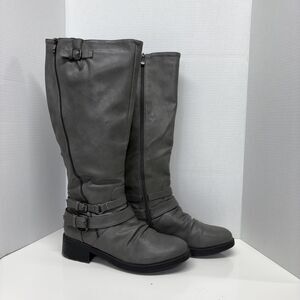 Dream Pairs Women’s Winter Fur Lined Gray Knee High Boots 11M Zipper Snow Warm